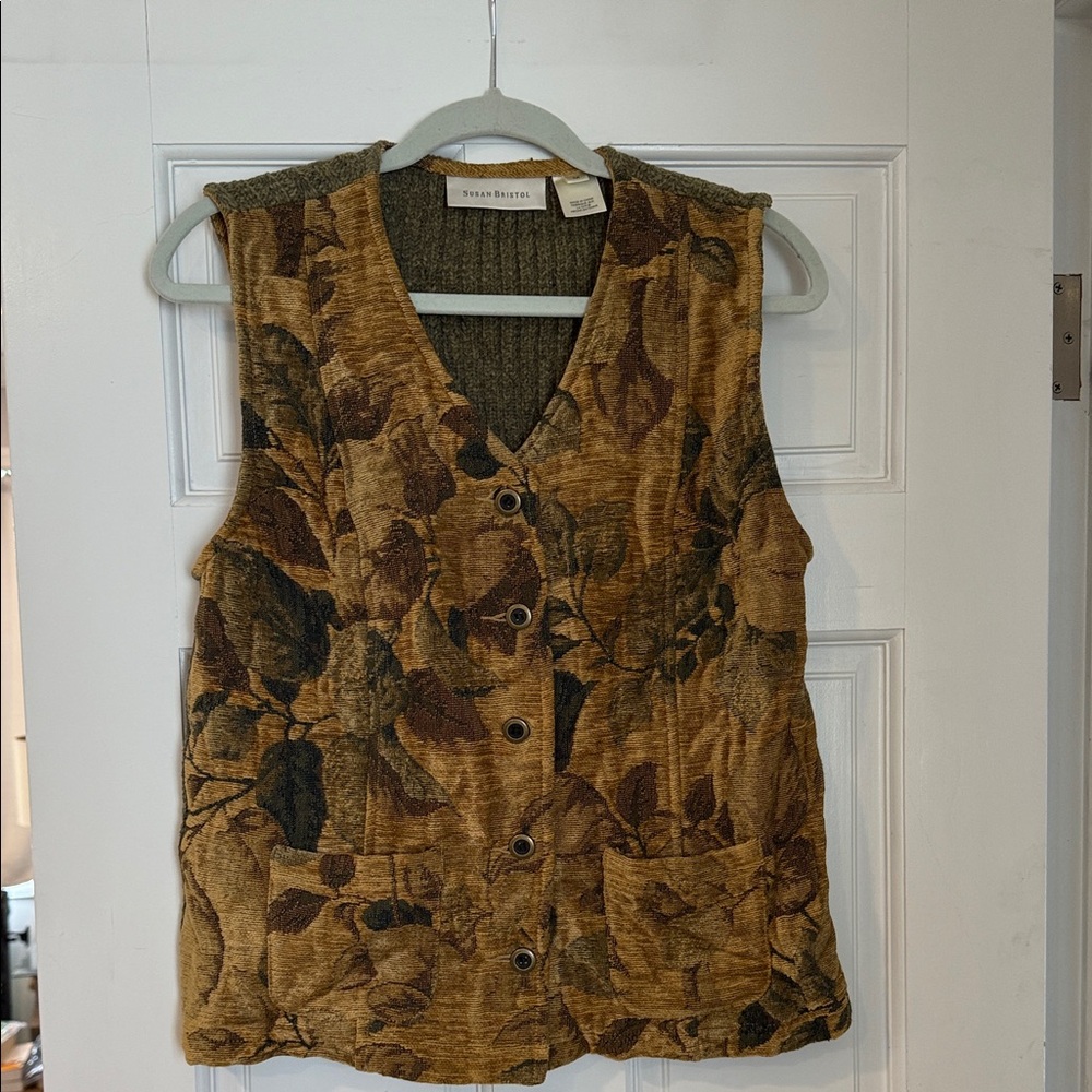 Susan Bristol Brown Floral Sweater Vest